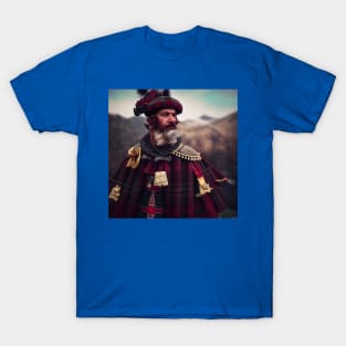 Scottish Highlander in Clan Tartan T-Shirt